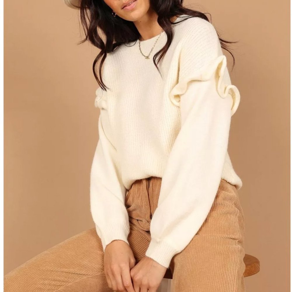 Petal & Pup Bethany Drop Sleeve Ruffle Knit Sweater